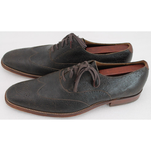 Grenson Textured Men's Brown Leather Shoes Size 9.5 F. US 10.5 D
